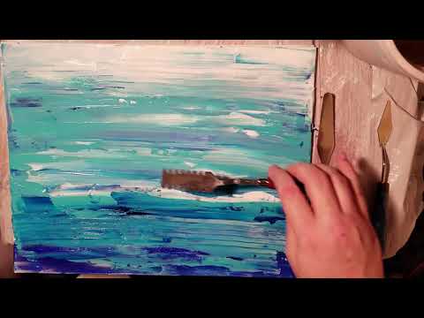 ASMR   Soft abstract painting on canvas with knife - nice sounds