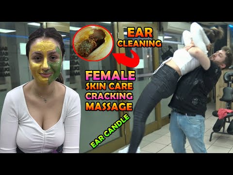 ASMR FEMALE SKIN CARE & NECK-EAR-BACK CRACK & face, throat, nose, arm, palm, foot, leg, ax massage