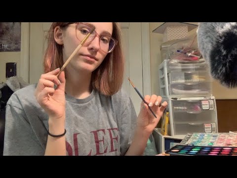 ASMR// Doing some Late Night Watercolor// Tapping+ Soft Spoken+ Painting//