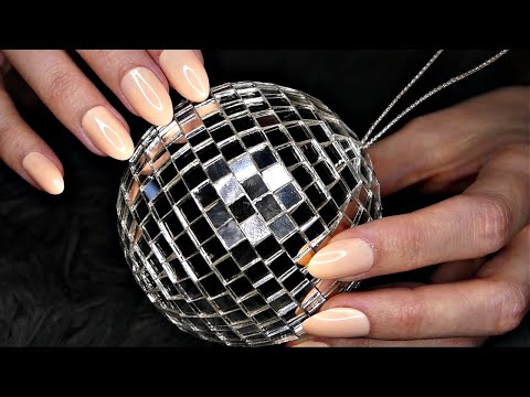 ASMR Fast Scratching & Tapping on Tree Ornaments and Sequin Stocking | wood, pearls, ceramic & more