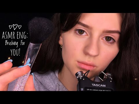 BRUSHING YOUR FACE 😍 Eng ASMR, Close-Up Whisper, Brushing Sounds, Personal Attention & Tapping 😇