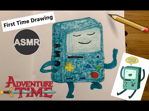 ASMR Drawing BMO + Marker and Sketch Sounds with Soft Piano BTS Music