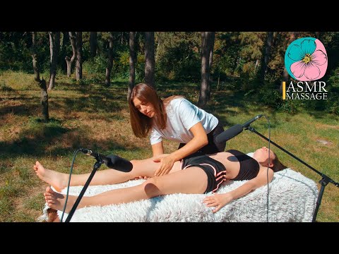 Get Outside and Relax with Olga's ASMR Front Belly Massage to Sandra in the Park