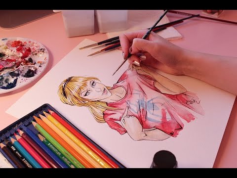 Painting Gwen Stacy w/ Watercolours (ASMR calmly spoken + art sounds)