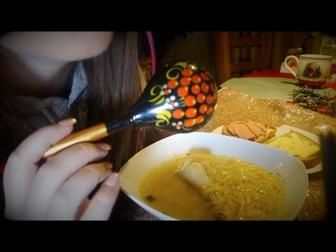 ASMR CHICKEN NODDLE SOUP WINTER EATING SOUNDS