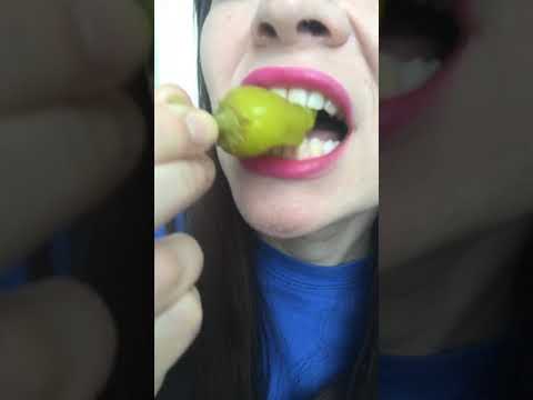 ASMR BLOOPER 😅 who knew this was inside of a pepperoncini  pepper?! #shorts #blooper