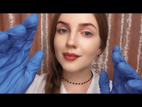 ASMR Dry Face Massage with Gloves. Doctor Roleplay