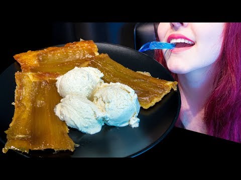 ASMR: Upside Down Rhubarb Caramel Tart & Ice Cream | Recipe 🥧 ~ Relaxing Eating [No Talking|V] 😻