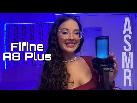 ASMR - UNBOXING DO NOVO MICROFONE DO CANAL 💙 FIFINE AmpliGame A8 Plus | mouth sounds, pincel no mic