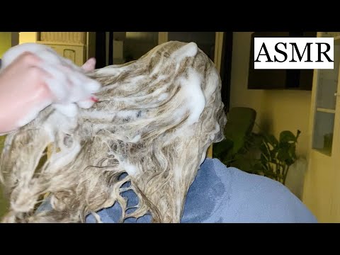 ASMR | HAIR WASH SOUNDS FOR SLEEP 🤍 (hair play, brushing, shampooing, spraying, foam, no talking)