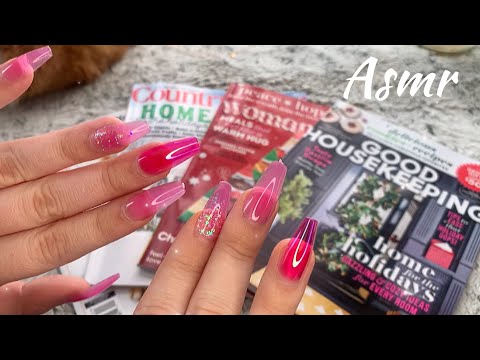ASMR | Crinkly magazines with long nails ✨ (crinkles, page turning, tapping & more)