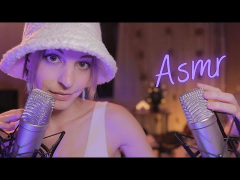 ASMR Mic Triggers: Gripping, Scratching, Ear Blowing (cover & no cover) whispered 💜💜