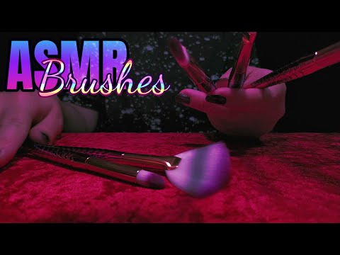ASMR brushing velvet - mic - camera, tapping scratching on brushes, plastic crinkles (no talking)