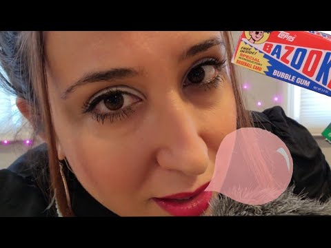 BUBBLE GUM Blowing & Cracking~ASMR GUM: hair stroking, soft ear whispers, page turning, kisses 💋❣💋