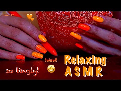 🍊Total NEW look for my Nails 🧡 Fluorescent ORANGE theme for the Best ASMR sound ever✴️REALLY TINGLY📴