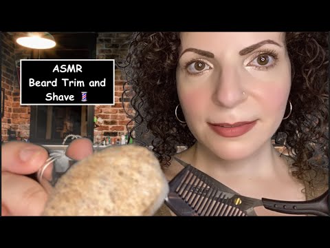ASMR Barber Shop 💈 Roleplay Beard Trim and Shave 🪒 (Cutting Sounds, Water, Face Touching)