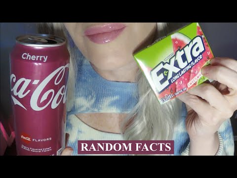 ASMR Gum Chewing, Trying Cherry Coca Cola, RANDOM FACTS | Whispered Binaural