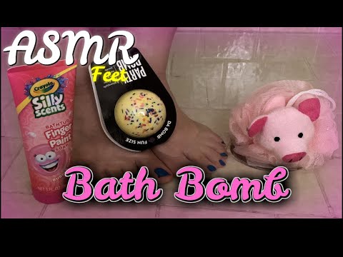 BUBBLE BATH(No Talking) WATER, BATH BOMB AND SPLASH SOUNDS | ASMR FEET