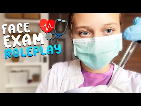 ASMR MEDICAL ROLEPLAY: FACE EXAMINATION IN SOFT SPOKEN, Latex gloves, Face touching