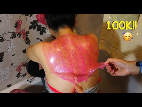 100K ASMR TINGLES!! Applying/ Removing GLITTER PEEL OFF MASK, Oil Back Massage, Brushing + Trace!!