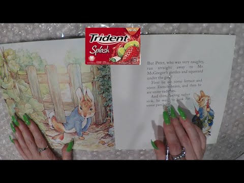 ASMR Gum Chewing Reading a Bedtime Story with Pointer | Peter Rabbit | Tingly Whisper
