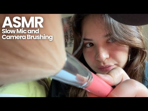 ASMR | Slow Mic and Camera Brushing | Whispers and Trigger Words