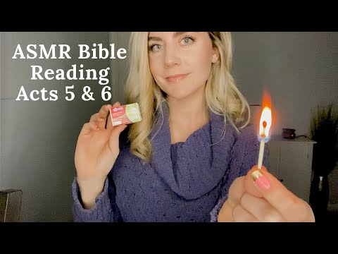ASMR Bible Reading with Match Lighting | Whispering Acts 5 & 6 | Match Sounds | Christian ASMR