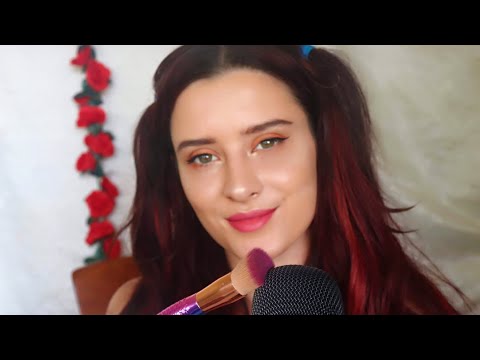 ASMR Face and Microphone brushing + Breathy whispers