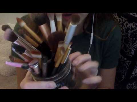 ASMR - tapping and brushing with makeup brushes - whispering