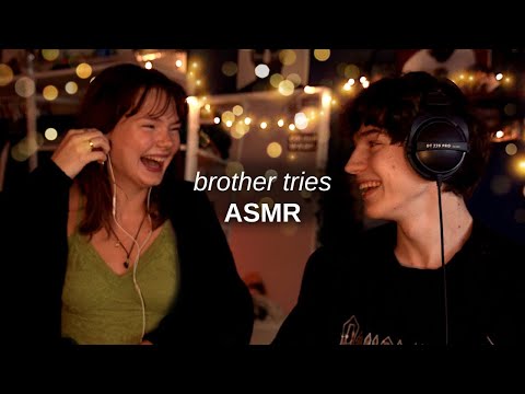 My brother tries ASMR for the first time! (and answers your questions) (whispered)