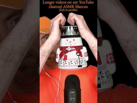 ASMR Tapping the hat on this metal snowman biscuit tin #short
