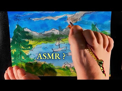 ASMR Watercolor landscape painting with feet