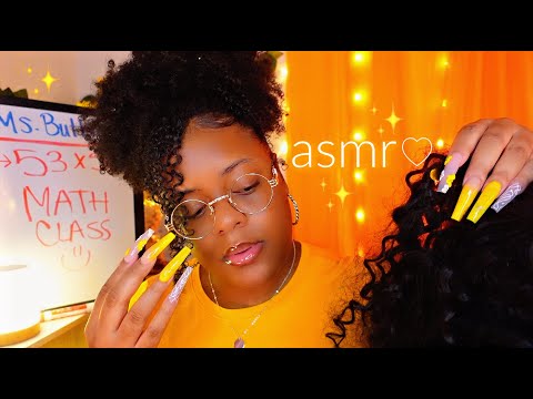 ASMR ♡ teacher plays with your curly hair in the back of class ✨~ comfy personal attention 💆🏽‍♀️