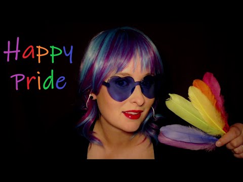 Visual ASMR || Brushing your face with feathers to celebrate Pride