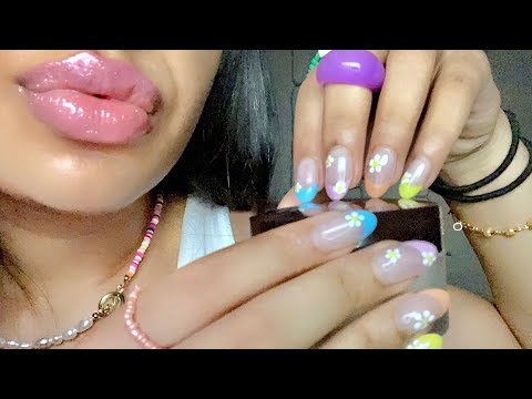 ASMR~ 30 mins of WET Mouth Sounds + Tapping w/ LONG Nails + Lid Sounds