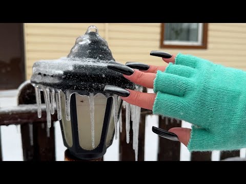 ASMR - Ice Scratching & Tapping / build-up Outdoors / snow triggers