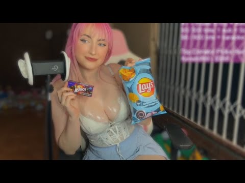 😌 Eating ASMR 🍫 Crunching on Chips and Candy Coated Chocolate 🍟