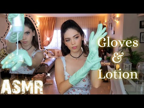 ASMR | RUBBER GLOVES sounds with LOTION & OIL  💕 For You | soft spoken