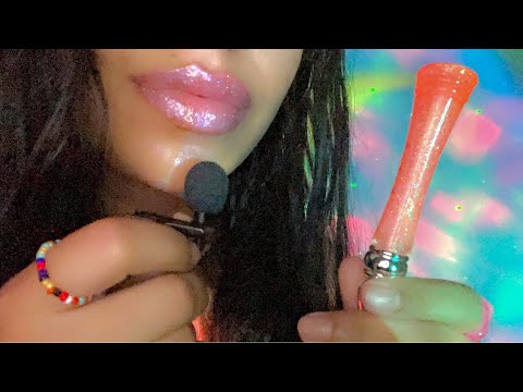 ASMR~ Lofi Applying Lipglosses on Top of Each Other + Wet Mouth Sounds (lapel mic)