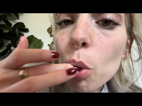 intense spit painting asmr | mouth sounds, inaudible whispering, close-up tingles