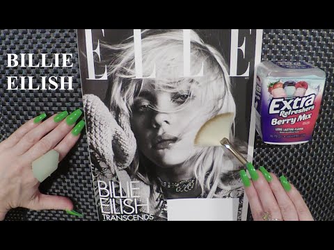 ASMR Gum Chewing Magazine Flip Through | Billie Eilish | Tingly Whisper