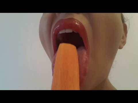 ASMR licking carrot sucking