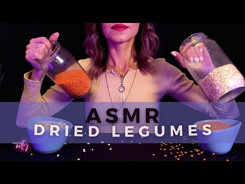 ASMR | Dried Legumes in Glass Jars and Ceramic Cups | Handling Wheat & Red Lentil (No Talking)