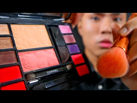 실감나는 Makeup 💆 화면에 발라주는 ASMR: 샤넬 팔레트, 입생로랑, 에이프릴스킨 (쉐딩, 아이섀도우, 립) ✔️ 한국인/한국어 메이크업 롤플레이
