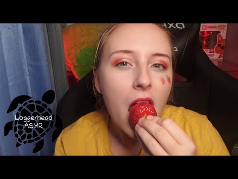 ASMR Eating Strawberries With Mouth Sounds - Loggerhead ASMR