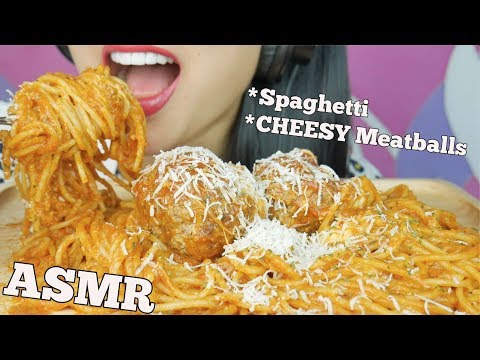 ASMR SPAGHETTI + MOZZARELLA CHEESE MEATBALLS (STICKY SQUISHY EATING SOUNDS) NO TALKING | SAS-ASMR