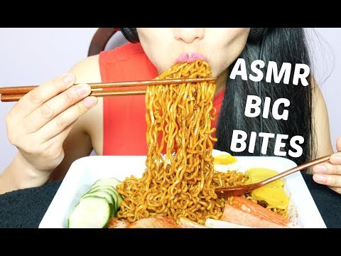 ASMR Big Bites (KOREAN FIRE NOODLES + BLACK BEAN NOODLES Part 2) Eating+Cooking Sounds | SAS-ASMR