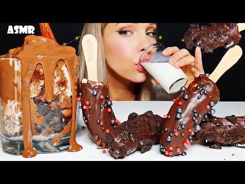 [ASMR] EATING CHOCOLATE COVERED BANANAS & CHOCOLATE DESSERT IN A GLASS 초콜릿으로 덮인 바나나 Mukbang