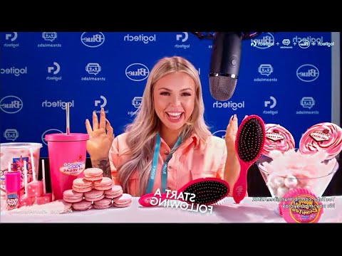 LIVE PINK FOOD MUKBANG + HOW TO MAKE AN EDIBLE HAIRBRUSH! STREAMING LIVE AT THE LOGITECH BOOTH
