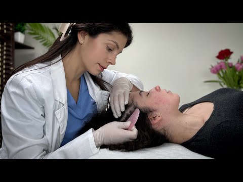 ASMR Real Person Scalp Check and Face Mapping (Sensitivity Scalp Tests, Sharp or Dull, Gua Sha)